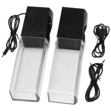 2 STKS LED-Lichtluidsprekers Dansen Water Muziek Fonteinlicht voor Pc Laptop voor Telefoon Draagbare Bureau-Stereoluidspreker Zwart