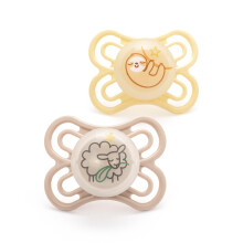 MAM Perfect Night Soothers | 0-6 Months | 2 Pack | Glow in The Dark Dummies | Comes in Dummy Steriliser Case | Baby Accessories for Newborn | White
