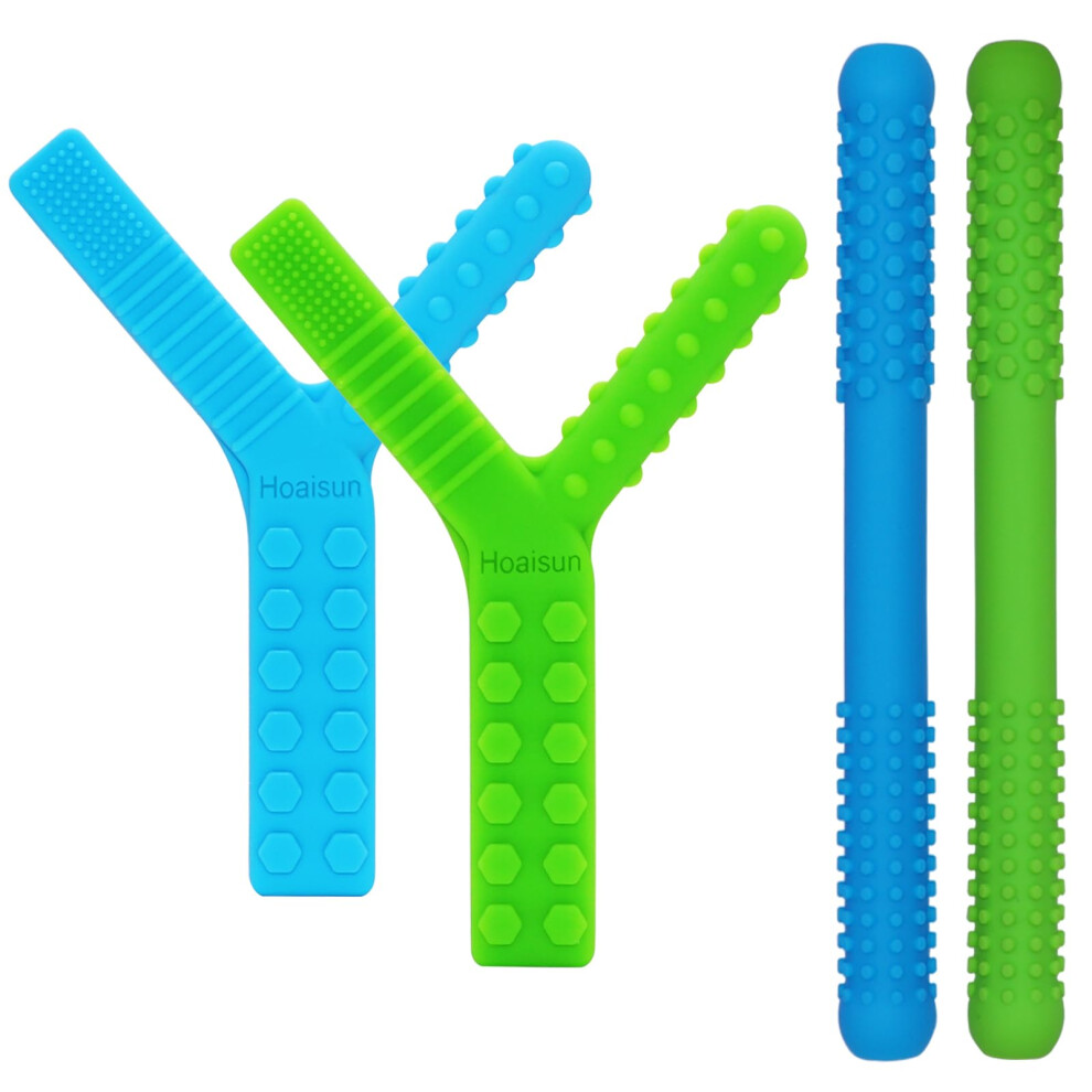 Sensory Chew Toys For Autistic Children 4 Pack, Silicone Teething Tube Toys For Adhd, Spd, Chewing, Biting Or Special Needs, Chewy Toys For Autism Hoaisun