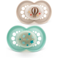 MAM Original Night Soothers | 18-36 Months | 2 Pack | Glow in The Dark Dummies | Comes in Dummy Steriliser Case | Sustainable Materials | Baby