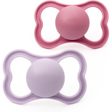 MAM Air Soothers 6-18 Months | 2 Pack | Orthodontic Design | Comes in Dummy Steriliser Case | Sustainable Materials | Baby Accessories | Pink (Various
