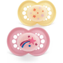 MAM Original Night Soothers | 18-36 Months | 2 Pack | Glow in The Dark Dummies | Comes in Dummy Steriliser Case | Sustainable Materials | Baby