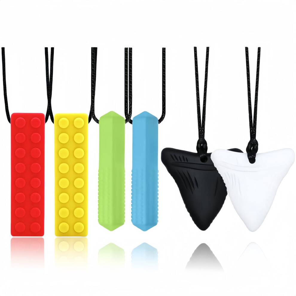 Ruiomii 6 Packs Silicone Sensory Chew Necklace Chewies For Autistic Adhd Oral Motor Children Kids Adult