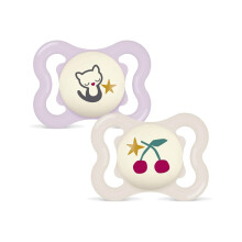 MAM Supreme Night Dummies 0-6 M (Pack of 2) with Transport and Sterilisation Box, Luminous Baby Dummies from Birth, MAM SkinSoft Silicone Teat, 0 to 6