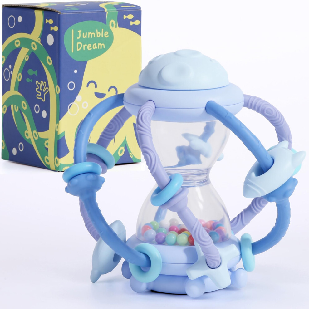 Jumble Dream Baby Teething Toy & Rattle By ? Bpa-Free Teether Silicone Sensory Toy For Babies ? 0?12 Months Infant Toy ? Soft, Safe, Travel-Friendly