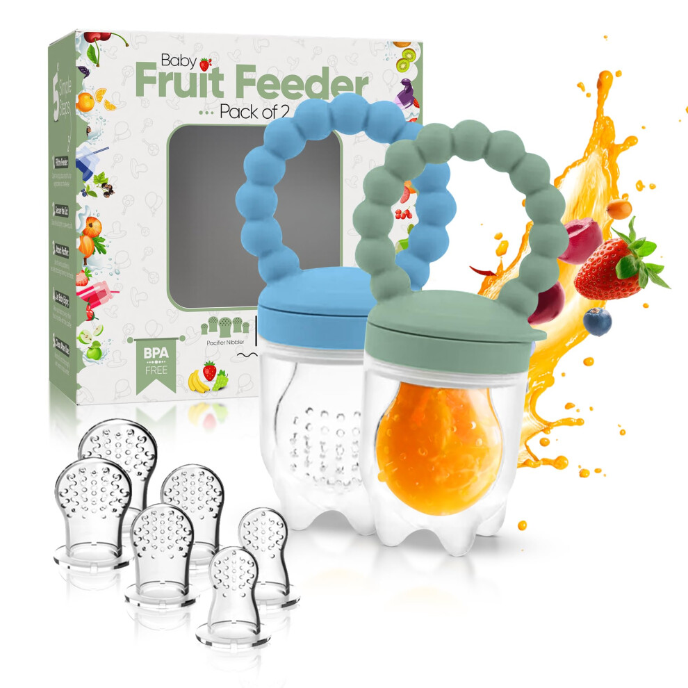 O'doe O?Doe Baby Fruit Feeder | Teething Dummy & Baby Food Feeder Pacifier With 2 Feeder And 6 Nipples | Bpa-Free, Food-Grade Fruit Feeder For Babies |