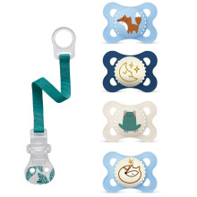 MAM SkinSoftTM Silicone Dummies 0-6 Months Girl Dummies 0-6 Months incl. sterilising and Transport Box & Soother?s Band