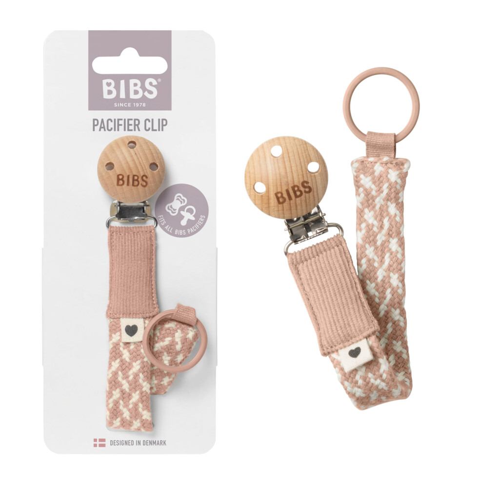 Bibs Paci Braid. Pacifier String. Organic Cotton. Danish Design, Onesize (0-36 Months), Blush/Ivory