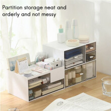 Desk Organiser with 2 Drawers and 4 Compartments, Plastic Makeup Storage, Vanity Organiser, Desk Organiser