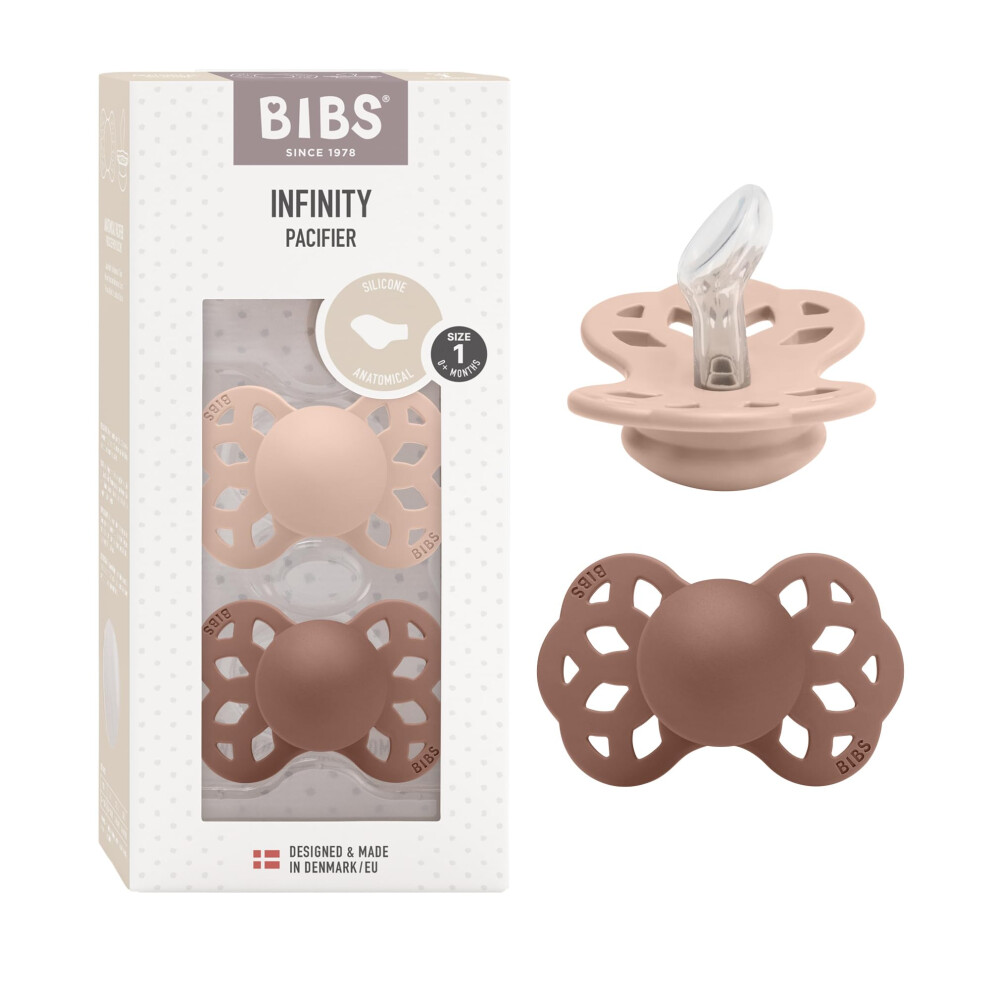 Bibs Infinity Anatomical Soother 2-Pack, Bpa Free, Orthodontic Silicone Nipple, Orthodontic Nipple. Silicone, Made In Denmark, 0-6 Months (Pack Of 2),