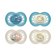 MAM Original Pure Day & Night Dummies, Set of 4, Baby Dummy Made from Sustainable & Organic Renewable Material, MAM SkinSoft Silicone Teat with Dummy
