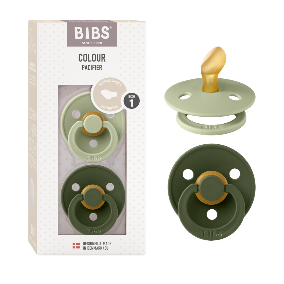 Bibs Colour Anatomical Dummies 2-Pack, Bpa Free Dummy Pacifier, Orthodontic Nipple. Natural Rubber Latex, Made In Denmark. 0-6 Months (Pack Of 2),