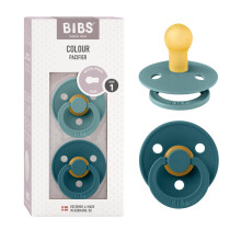 BIBS Colour Soother 2-Pack, BPA Free Dummy Pacifier, Round Nipple. Natural Rubber Latex, Made in Denmark, Size 1 (0-6 Months), Island Sea/Forest Lake