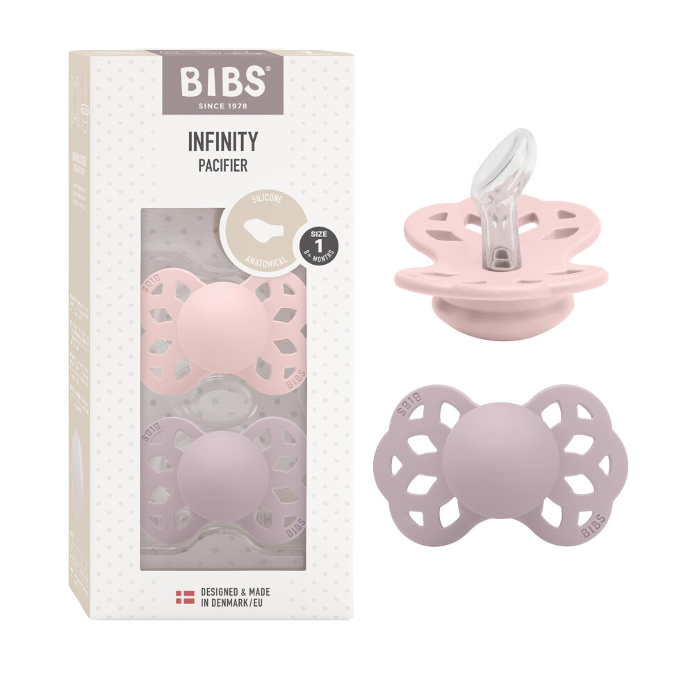 Bibs Infinity Anatomical Soother 2-Pack, Bpa Free, Orthodontic Silicone Nipple, Orthodontic Nipple. Silicone, Made In Denmark, 0-6 Months (Pack Of 2),