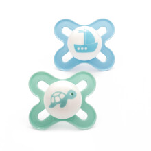 MAM Original Start Soothers 0-2 Months | 2 Pack | Newborn Dummies | Comes in Dummy Steriliser Case | Sustainable Materials | Baby Accessories | Blue
