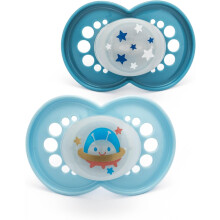 MAM Original Night Soothers | 18-36 Months | 2 Pack | Glow in The Dark Dummies | Comes in Dummy Steriliser Case | Sustainable Materials | Baby