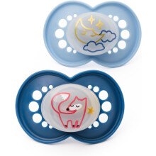 MAM Original Night Soothers | 18-36 Months | 2 Pack | Glow in The Dark Dummies | Comes in Dummy Steriliser Case | Sustainable Materials | Baby