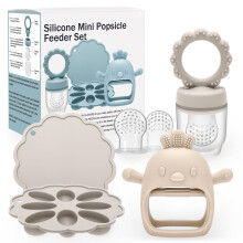 CLDY Baby Fruit Food Feeder, Mini Freezer Tray Combo, Breastmilk Popsicle Freezer Molds, BPA Free Silicone Teether for Toddler Infant for 3 Month+
