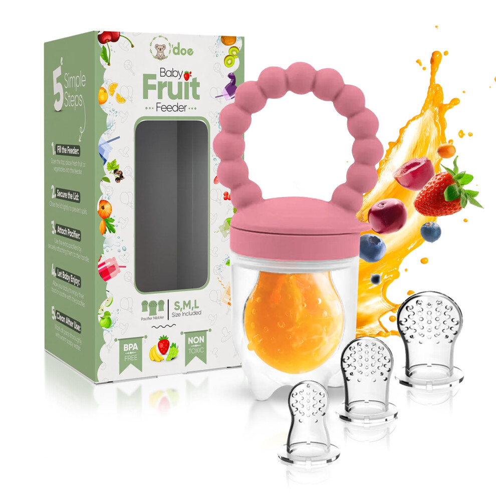 O'doe O?Doe Baby Fruit Feeder | Teething Dummy & Baby Food Feeder Pacifier With 1 Feeder And 3 Nipples | Bpa-Free, Food-Grade Fruit Feeder For Babies |