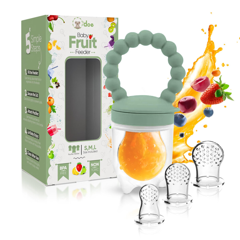 O'doe O?Doe Baby Fruit Feeder | Teething Dummy & Baby Food Feeder Pacifier With 1 Feeder And 3 Nipples | Bpa-Free, Food-Grade Fruit Feeder For Babies |