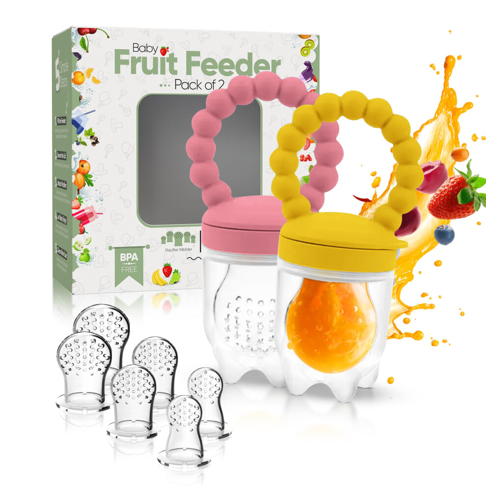 O'doe O?Doe Baby Fruit Feeder | Teething Dummy & Baby Food Feeder Pacifier With 2 Feeder And 6 Nipples | Bpa-Free, Food-Grade Fruit Feeder For Babies |