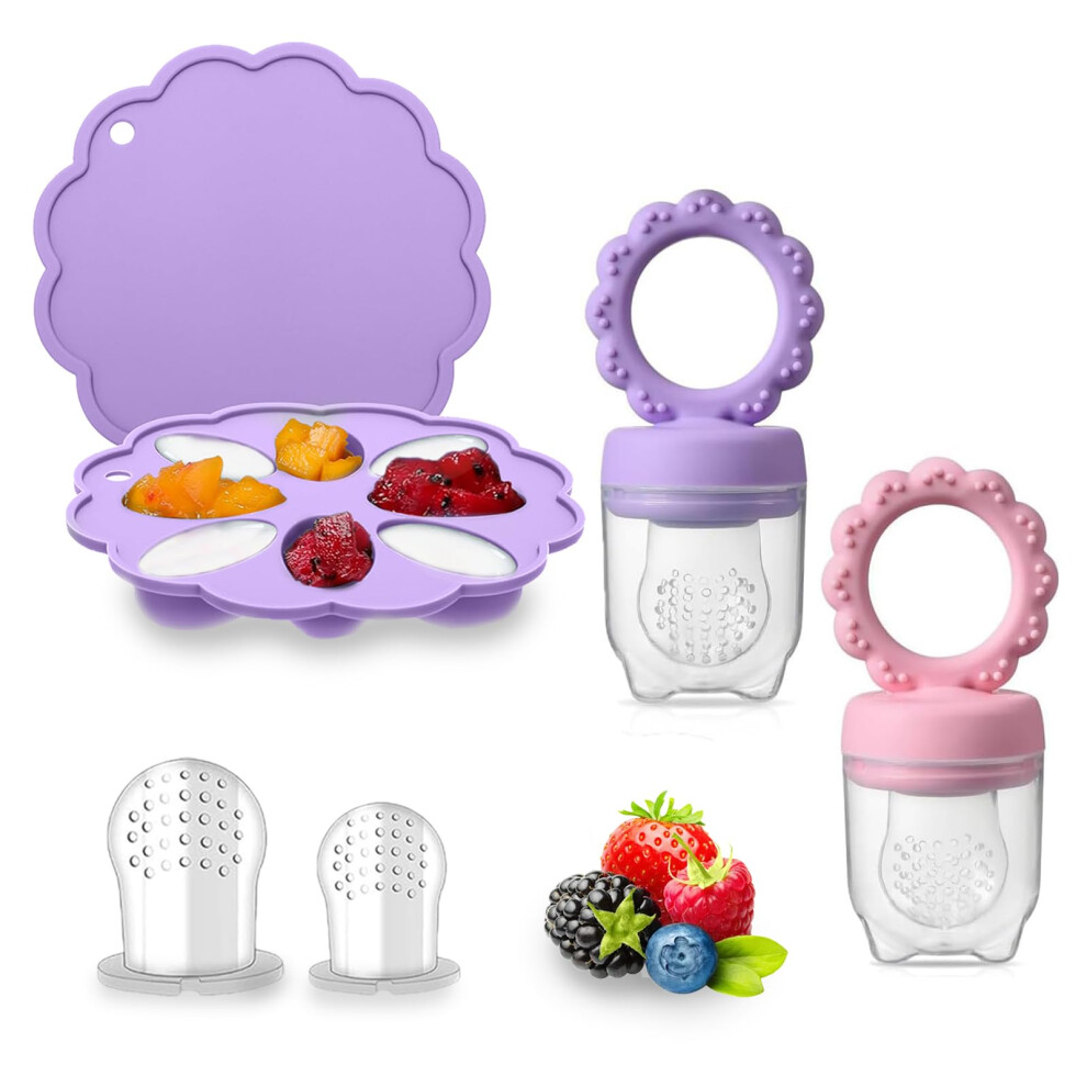 Fruit Feeder For Babies (4M+) - Includes Teething Dummy & Breast Milk Freezer Mold, Bpa Free Fruit Feeder Pacifier For Baby Weaning Gum Soothing & Zufio