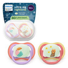 Philips Avent Ultra Air Nighttime Soothers - Orthodontic Design, for Babies 18 Months+, Glow in The Dark, Extra-Firm Silicone Symmetrical Teat,