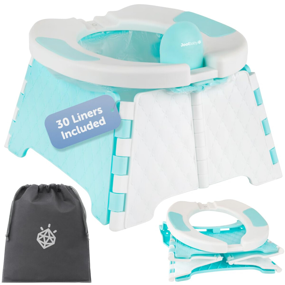 Jool Baby Products Jool Baby Portable Potty Training Chair With Travel Bag And 30 Liners, Foldable, Indoor/Outdoor Use, Camping (Aqua)