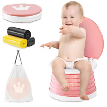 Portable Potty for Toddlers, 2-in-1 Travel Potty Kids Training Toilet Seat (Pink)