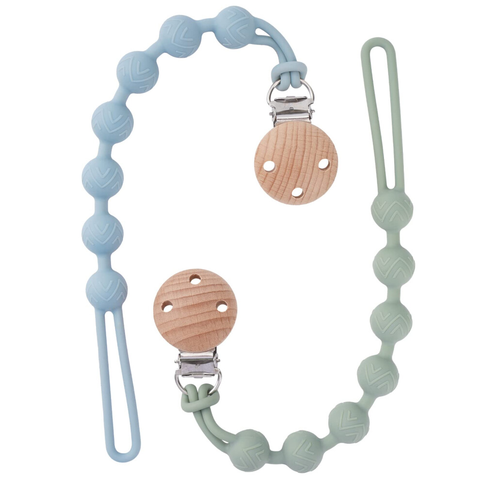 Silicone Dummy Clip For Baby Boys And Girls, One Piece Pacifier Clips, Wooden Soother Clips Design, Fits Most Pacifiers And Teething Toys, 2 Eyogo