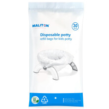 Maliton Disposable Potty Liners 30 Packs with Super Absorbent Pads, Universal Travel Potty Refill Bags Fit Most Portable Potty for Toddler|Adults|Pets