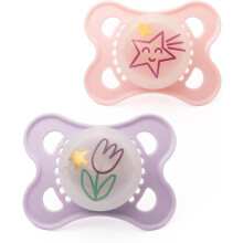 MAM Original Night Soothers | 0-6 Months | 2 Pack | Glow in the Dark | Comes in Dummy Steriliser Case | Sustainable Materials | Baby Accessories |
