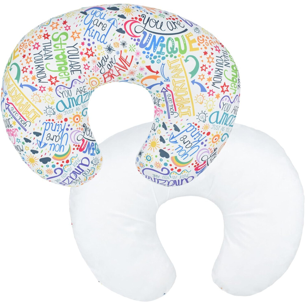 Nursing Pillow Cover Stretchy Removable Infant Cotton Pillow Slipcovers For Baby Boy Girls Breastfeeding Moms Two-Sided Design (1 Pack) Aisawate