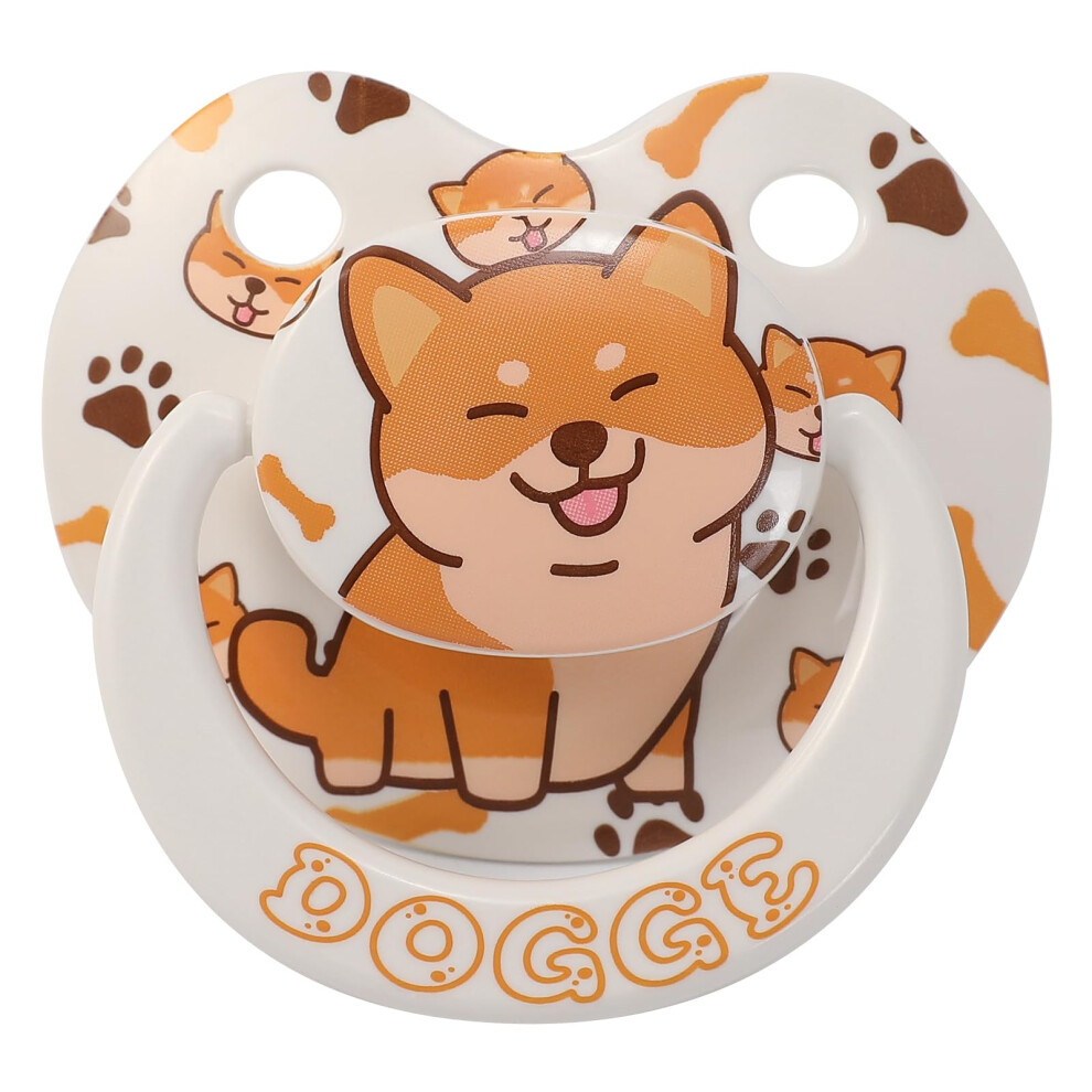 Adult Sized Pacifier Cute: Large Shield Binky For Anxiety Relief Butterfly Shaped - Puppy Printed Paci With Case Somniumnight