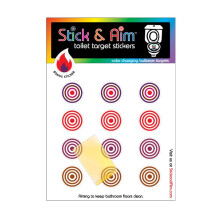 Colour Change Toilet Target Bullseye Stickers with Sticker Applicator Tool for Potty Training and Toilet Training. Toilet Aiming Stickers. Colour