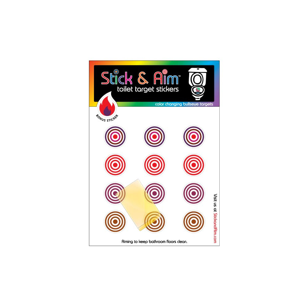 Stick & Aim Colour Change Toilet Target Bullseye Stickers With Sticker Applicator Tool For Potty Training And Toilet Training. Toilet Aiming Stickers. Colour