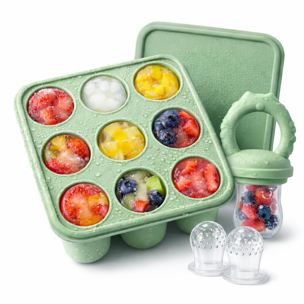 Fruit Feeder For Babies (4M+) - Includes Teething Dummy & Breast Milk Freezer Mold, Bpa Free Fruit Feeder Pacifier For Baby Weaning Gum Soothing & Zufio