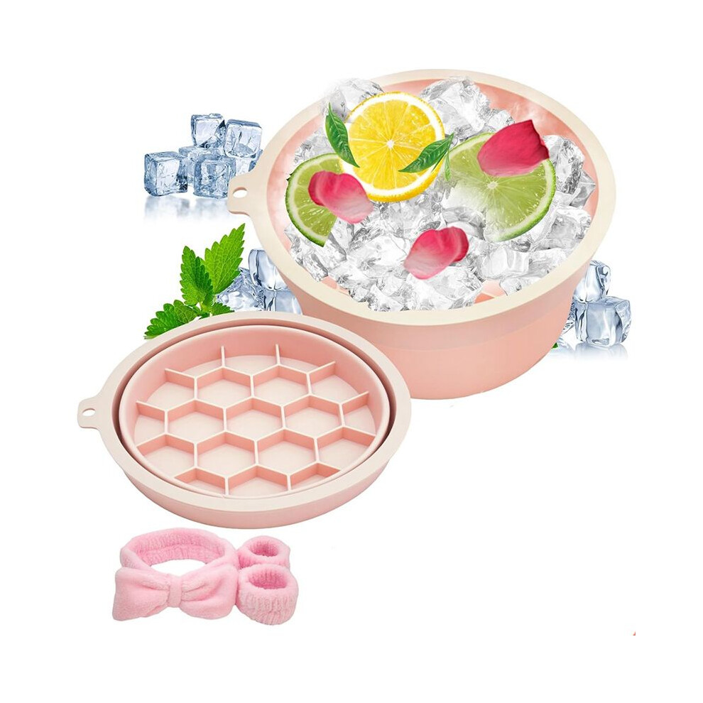 Face Bowl for Ice with Built-in Ice Tray,Collapsible Silicone Facial Ice Bath Bowl for Cold Plunge Therapy