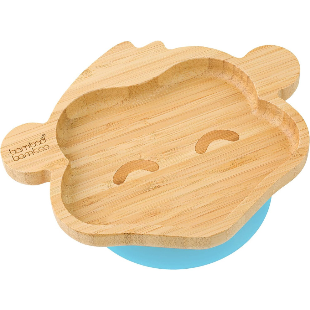 Baby And Toddler Plate With Suction For Feeding And Weaning, Bamboo Monkey Plate With Secure Suction For Babies From 6 Months (Monkey, Bamboo Bamboo