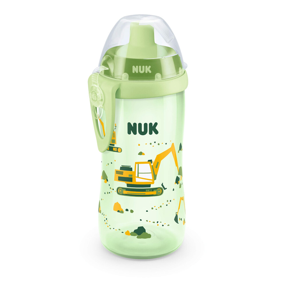 Nuk Flexi Cup Drinking Bottle With Straw, 300 Ml, Leak And Shatterproof, Bpa Free, 12+ Months, Bpa Free, Digger (Green)