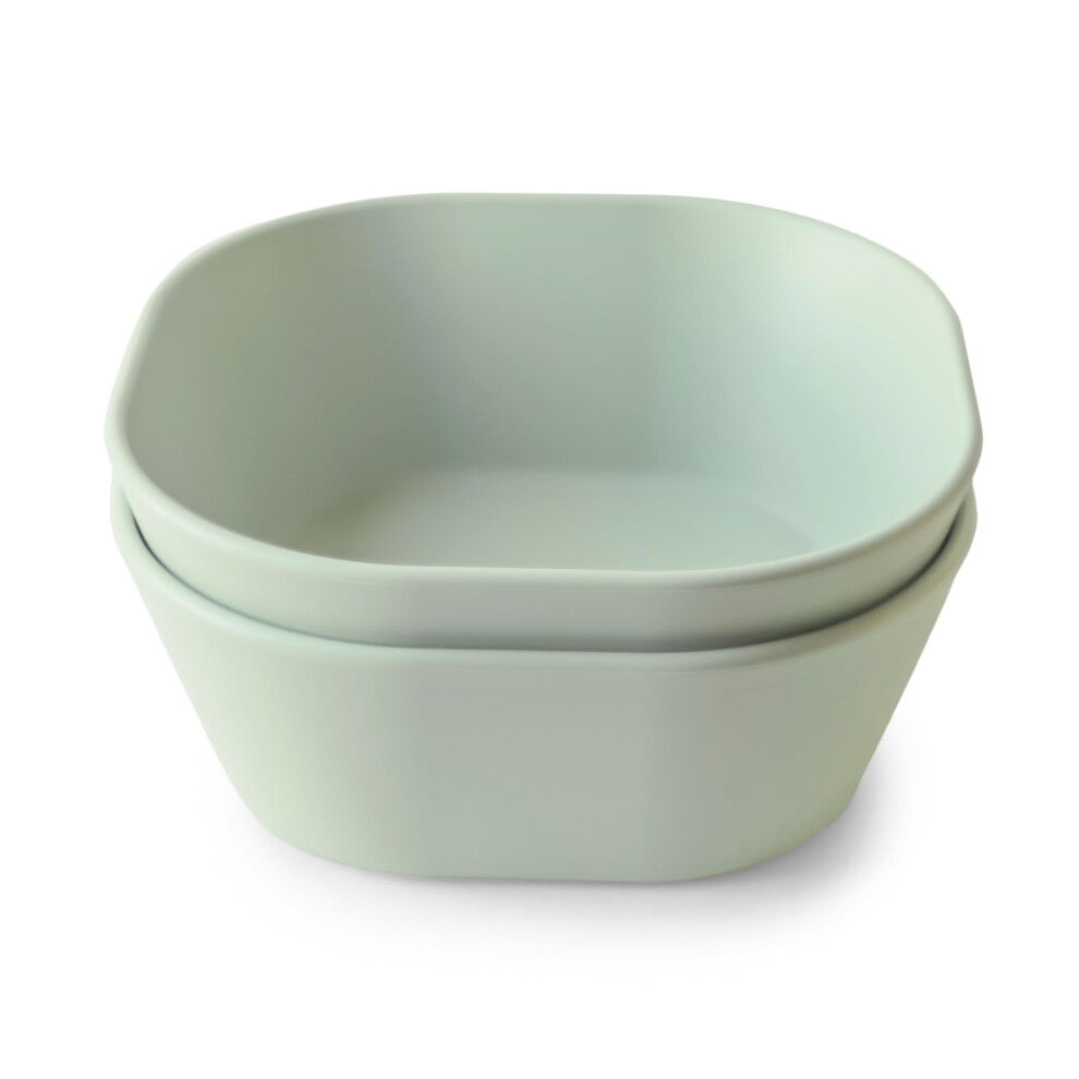 Dinnerware Bowls For Kids | Tableware Set Of 2 Reusable Bpa Free Bowls | Dishwasher & Microwave Safe | Made In Denmark | Square (Sage) Mushie