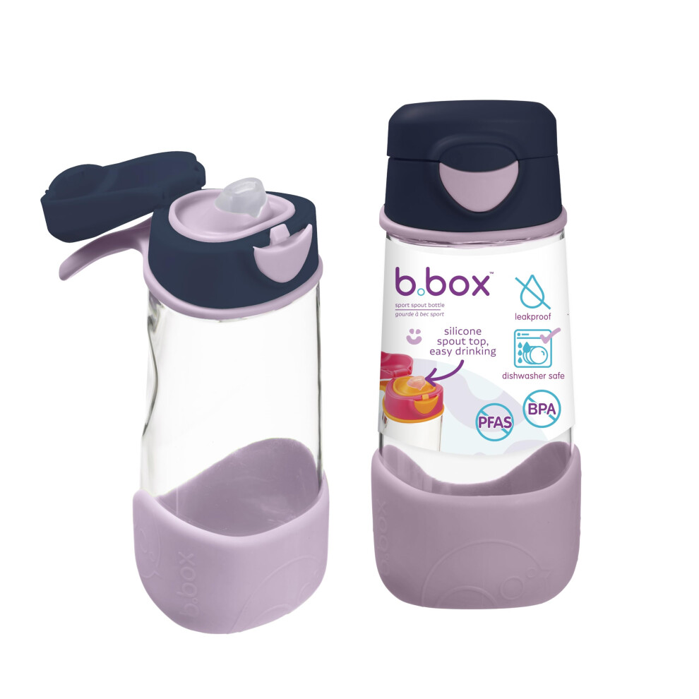 Sport Spout Drink & Water Bottle | Easy Grip Bottle And Leakproof Lid | Cool Modern Child Friendly Design, Tilt And Sip | 450Ml/15 B.box
