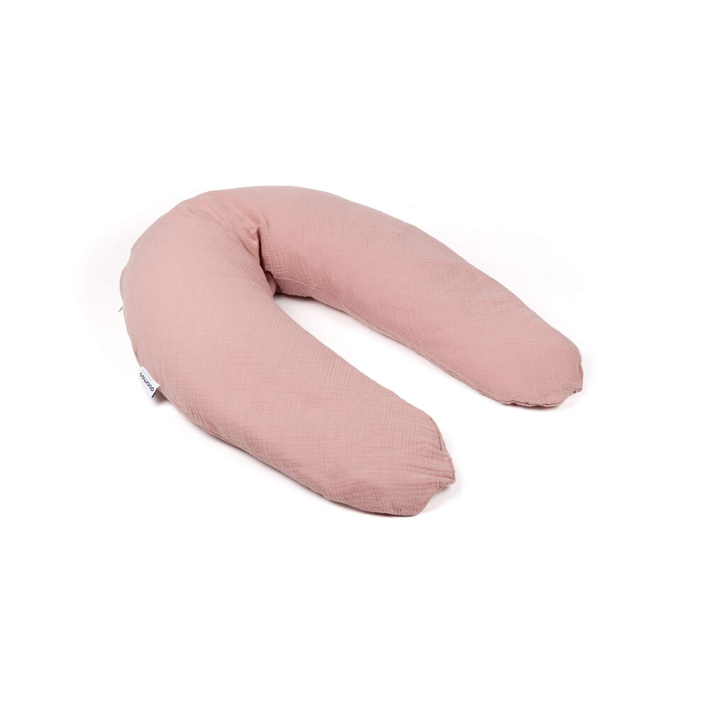 Comfy Big Pregnancy Pillow - Adaptable For Breastfeeding, Maternity Pillow For Support, Elongated Shape, Organic Cotton - Tetra Pink Doomoo