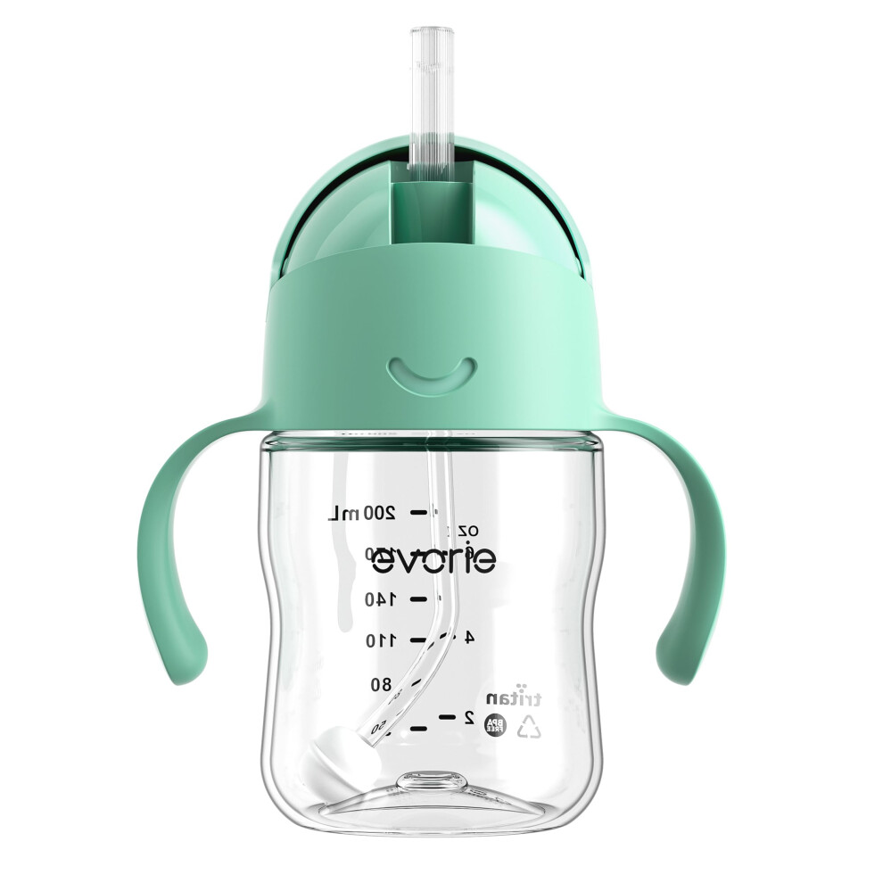Tritan Weighted Straw Sippy Cup With Handles For Baby And Toddlers, Spill Proof Baby Water Bottle With Straw For 6 Months And Up, 200Ml, Infant Evorie