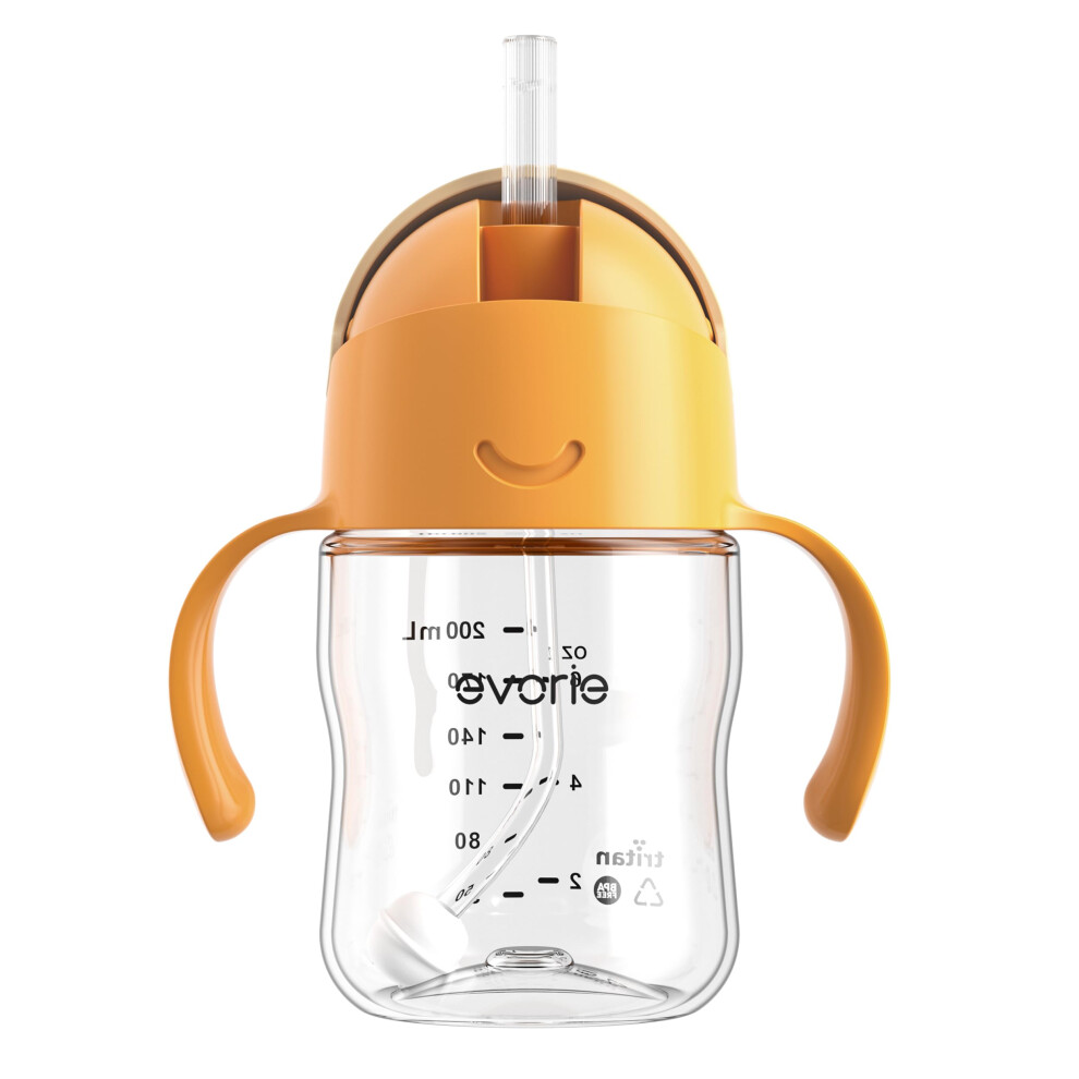 Tritan Weighted Straw Sippy Cup With Handles For Baby And Toddlers, Spill Proof Baby Water Bottle With Straw For 6 Months And Up, 200Ml, Infant Evorie