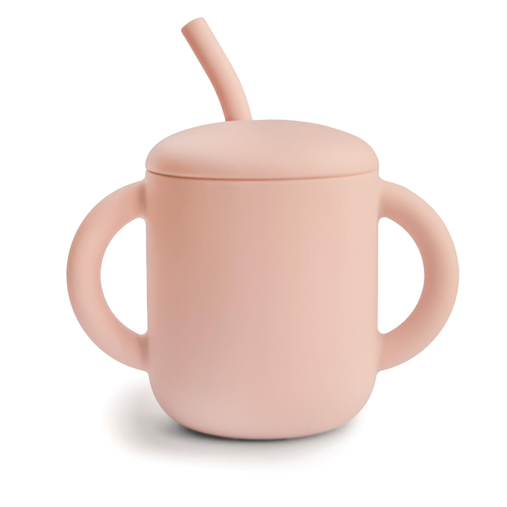 Silicone Training Cup + Straw | Baby Sippy Cup With Straw 6+ Months First Cup | Capacity: 175 Ml | Removable Lid | Material: Food Grade Mushie