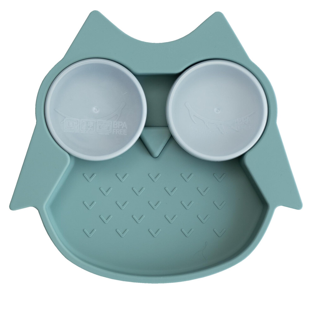 Tidy Tot Tidy Tot?? Baby And Toddler Silicone Feeding Plate | Secure Suction | Removable Divider Pots With Lids. Suction Plates For Babies From 6 Months. Owl