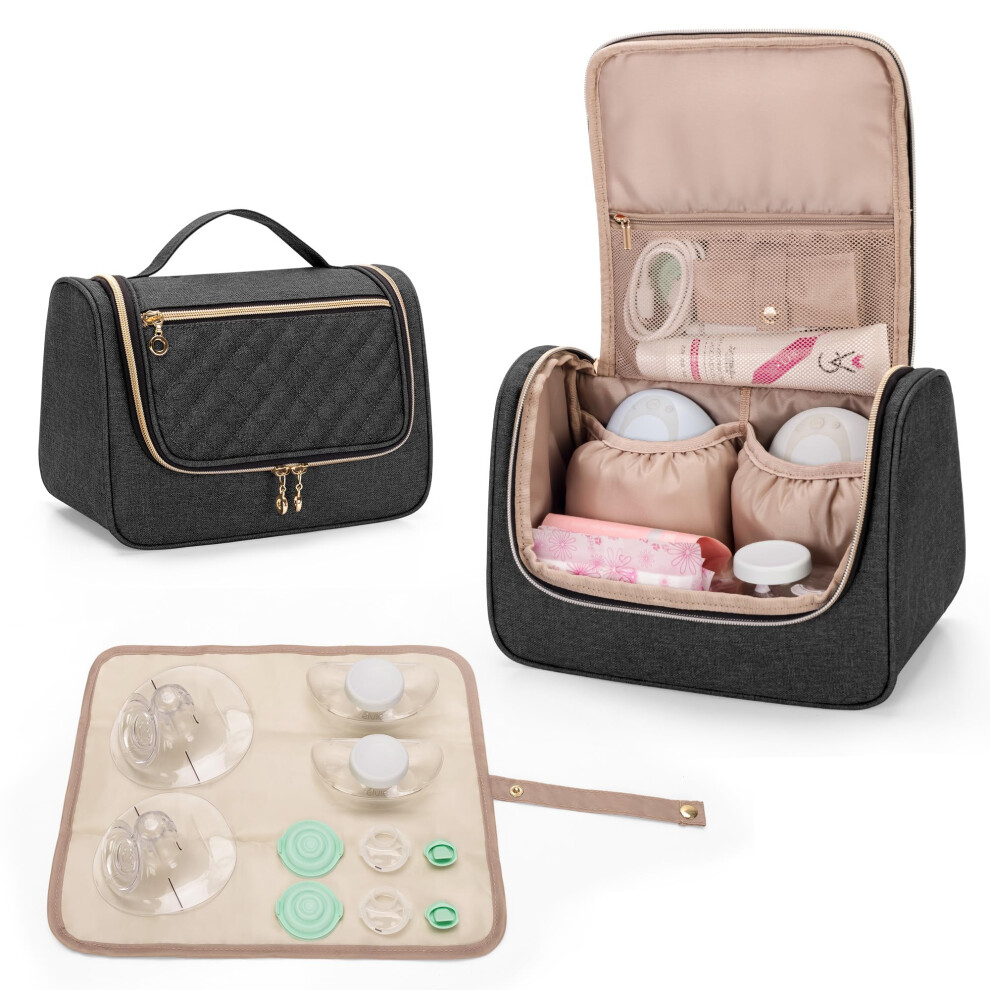 Wearable Breast Pump Bag (With A Waterproof Mat) For Momcozy, Willow And Elvie Breast Pump, Carrying Case For Wearable Breast Pump And Extra Luxja