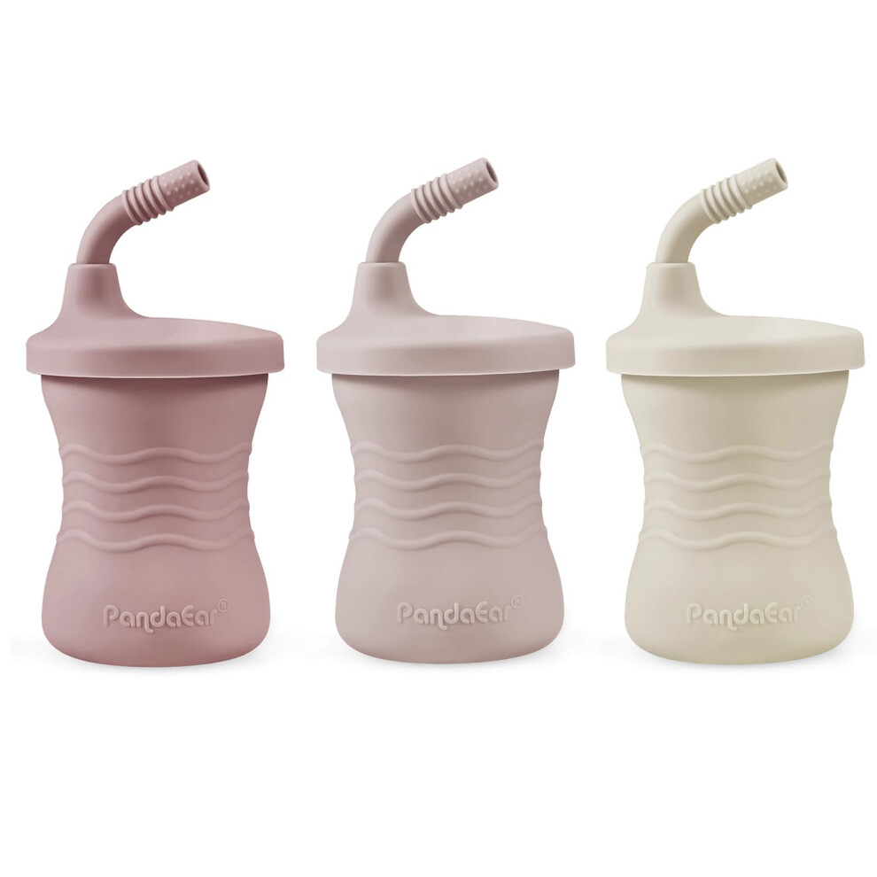 Pandaear 3 Pack Silicone Baby Training Cup, Straw Cups?Shatterproof Toddler Sippy Cups Drinking Sippy Cups For Baby And Toddler 6 Months+ 5 Oz