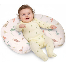 Little Grape Land Nursing Pillow Soft 100% Cotton Breastfeeding Pillow with Breathable Muslin Removable Cover, Wetland Wings Breast Feeding Pillows